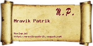 Mravik Patrik névjegykártya
